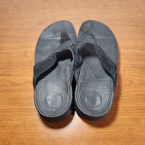 FitFlop Womens Size 8 Wobbleboard Black Slip On Thong Sandal Flip Flop Shoe - Picture 6 of 12